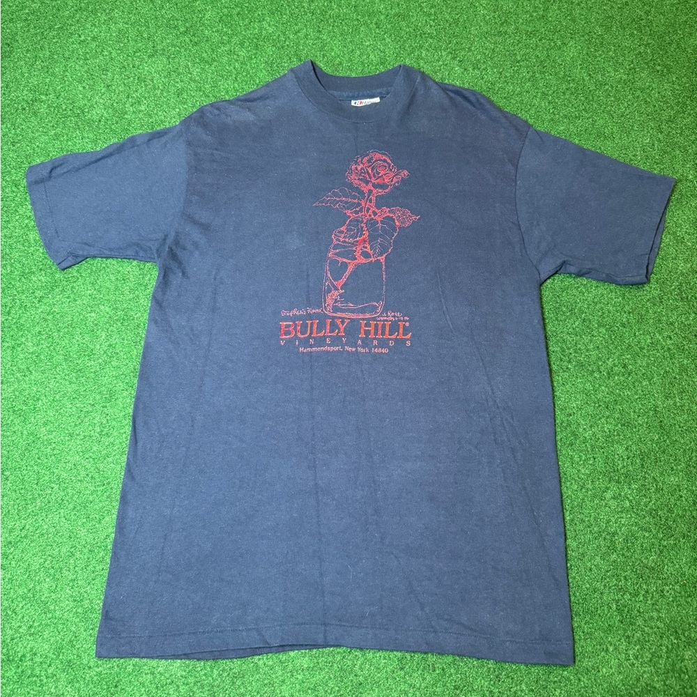 Vintage Bully Hill Vineyard 80s 90s New York Rose Graphic L T Shirt 20x29